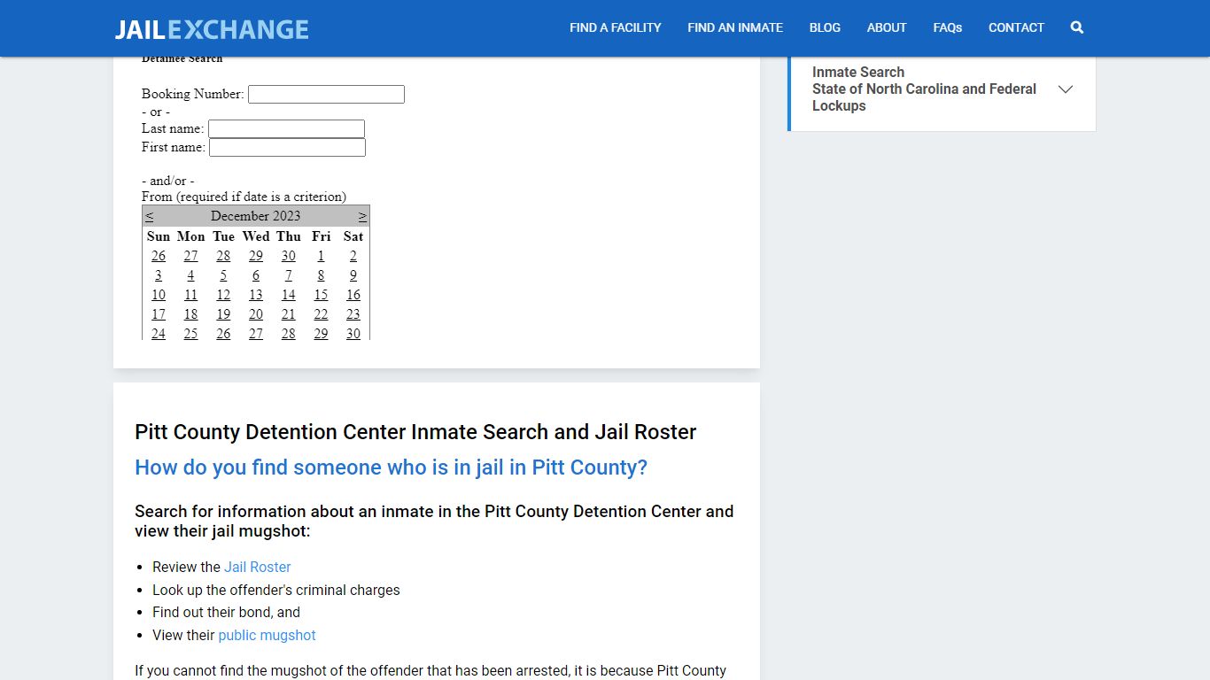 Inmate Search: Roster & Mugshots - Pitt County Detention Center, NC